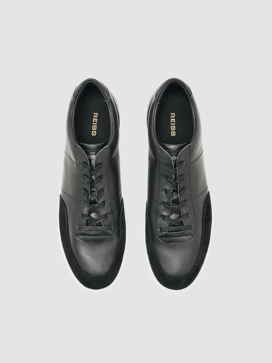 Reiss Affordable - Bonded-Leather Low-Top Trainers in Black