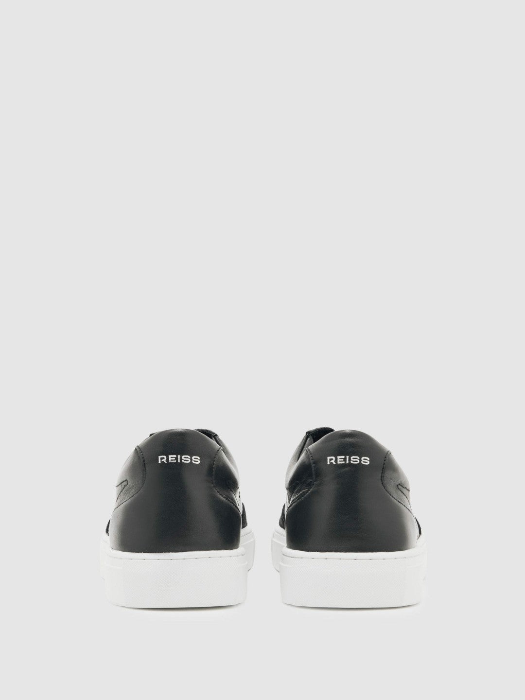 Reiss Affordable - Bonded-Leather Low-Top Trainers in Black