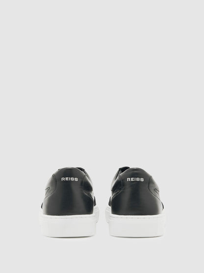 Reiss Affordable - Bonded-Leather Low-Top Trainers in Black