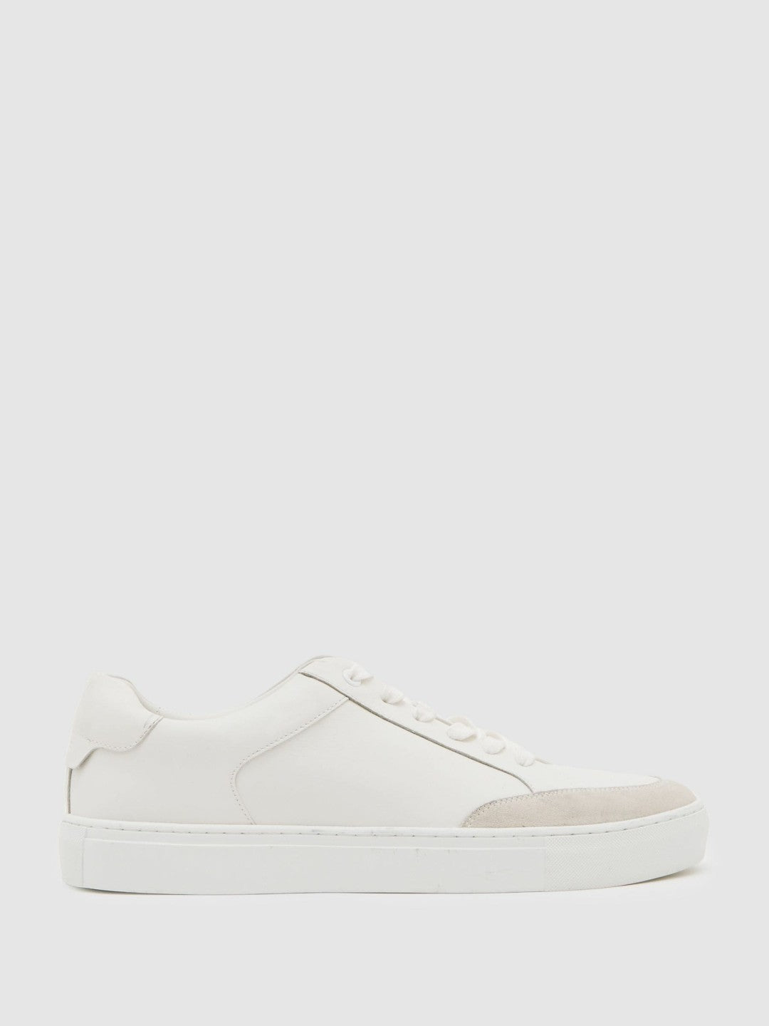Reiss Popular Choice - Bonded-Leather Low-Top Trainers in White