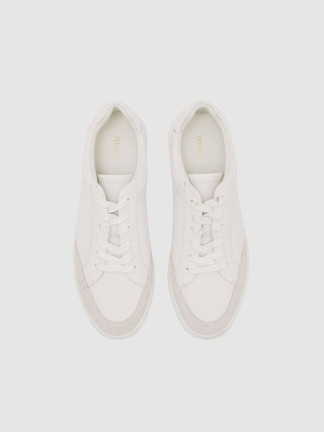 Reiss Popular Choice - Bonded-Leather Low-Top Trainers in White