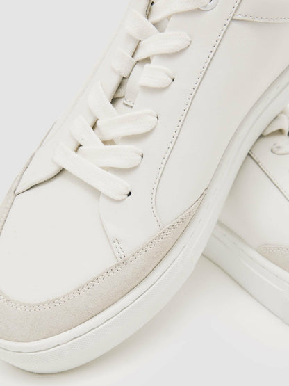 Reiss Popular Choice - Bonded-Leather Low-Top Trainers in White