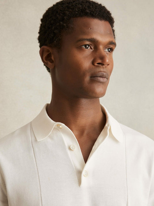 Reiss Featured - Cotton-Silk Polo Shirt in Off White