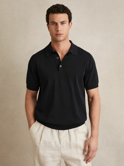 Reiss Cotton-Silk Polo Shirt in Navy