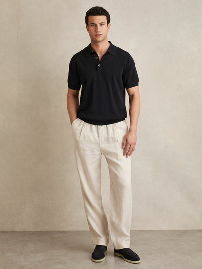 Reiss Cotton-Silk Polo Shirt in Navy
