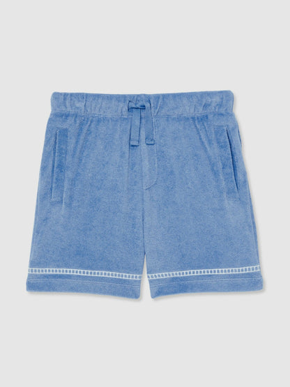 Reiss Sale - 13-14 yrs Towelling Brand-Embroidered Shorts in Airforce Blue