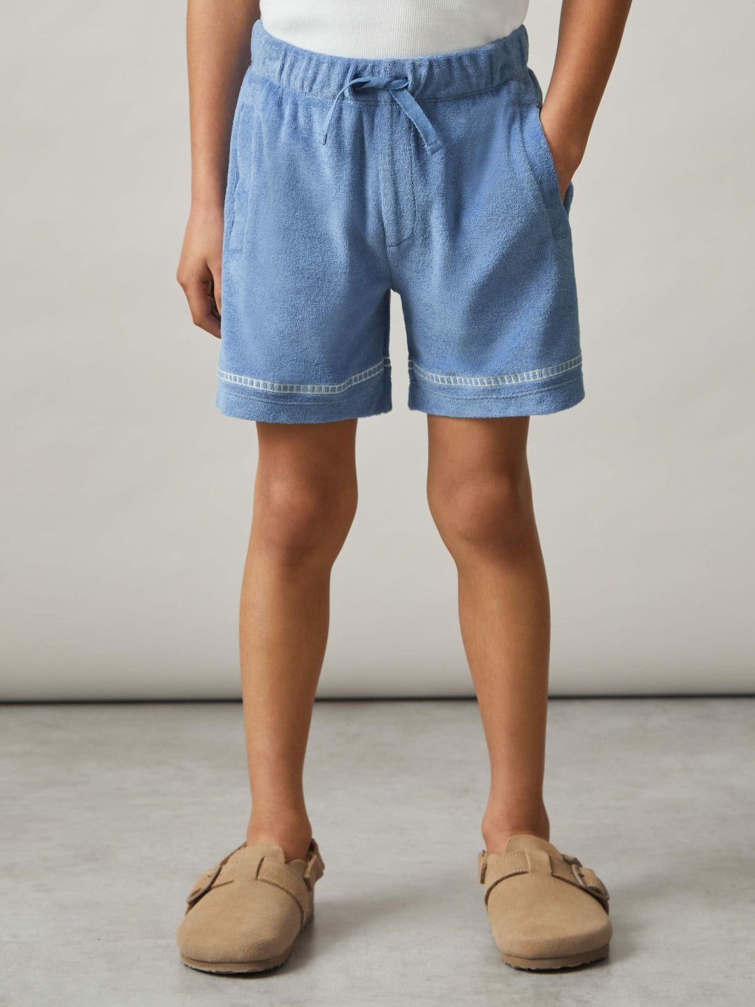Reiss Sale - 13-14 yrs Towelling Brand-Embroidered Shorts in Airforce Blue