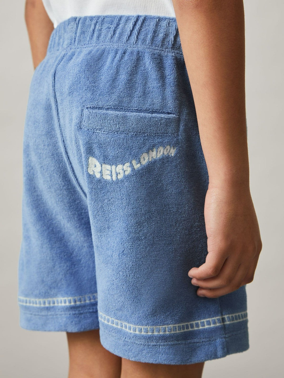 Reiss Sale - 13-14 yrs Towelling Brand-Embroidered Shorts in Airforce Blue