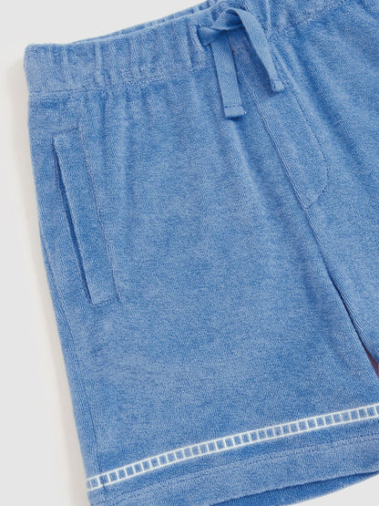 Reiss Sale - 13-14 yrs Towelling Brand-Embroidered Shorts in Airforce Blue
