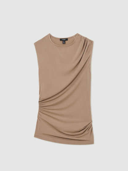 Reiss Value - Stretch-Modal Ruched Vest in Mocha Brown