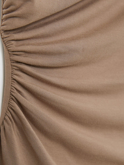 Reiss Value - Stretch-Modal Ruched Vest in Mocha Brown