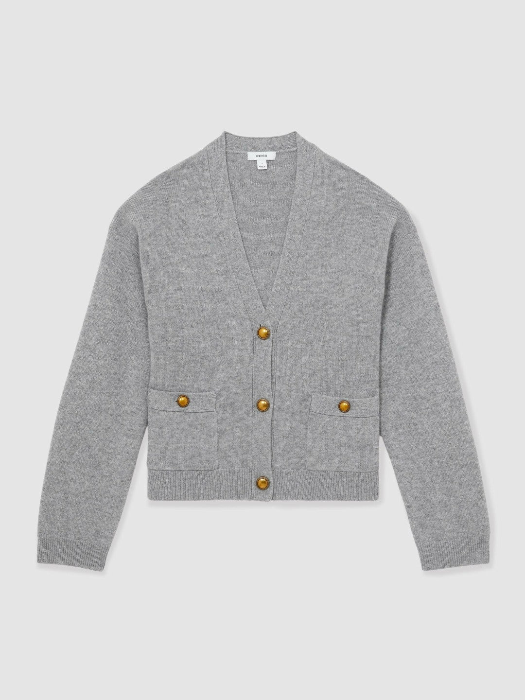 Reiss Value - Wool-Cashmere Button Cardigan in Silver Grey