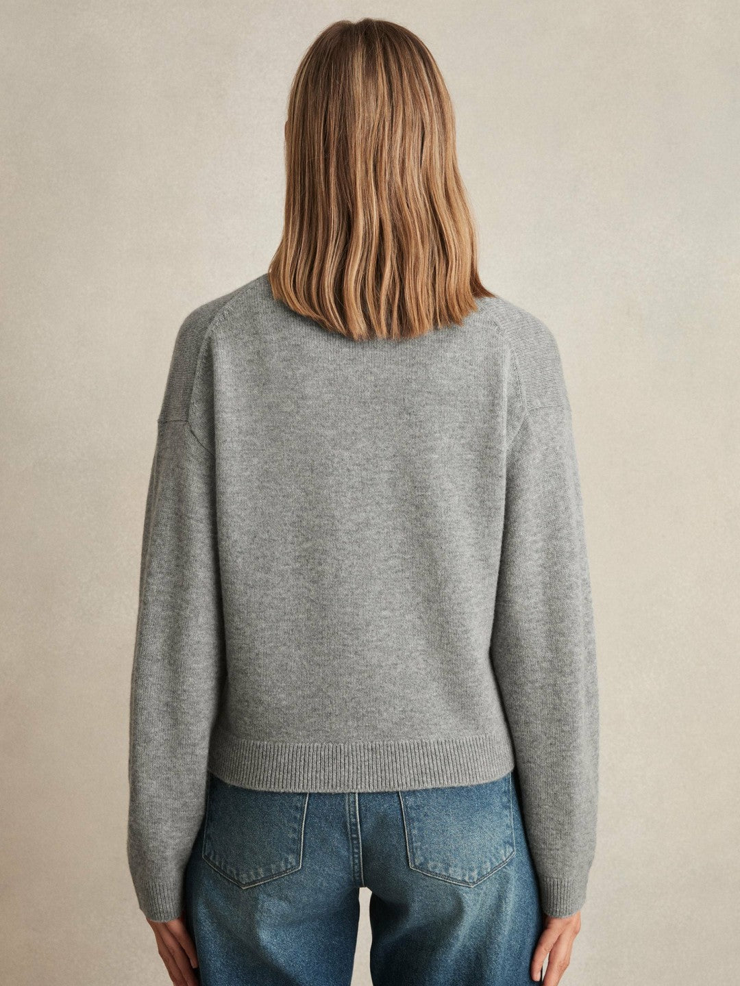 Reiss Value - Wool-Cashmere Button Cardigan in Silver Grey