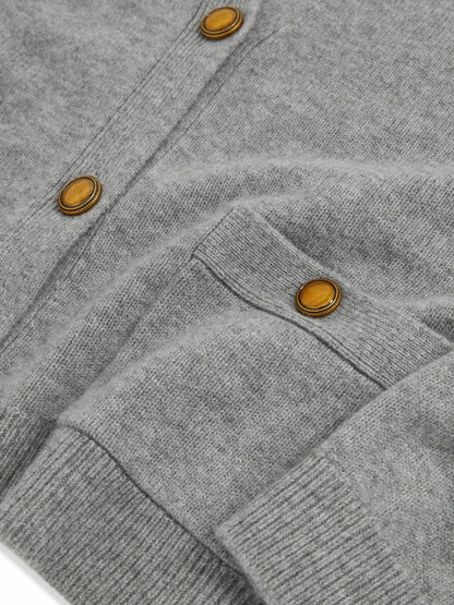 Reiss Value - Wool-Cashmere Button Cardigan in Silver Grey