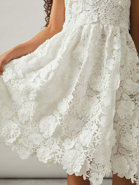 Reiss Deal - 9-13 yrs Guipure-Lace Midi Dress in Ivory
