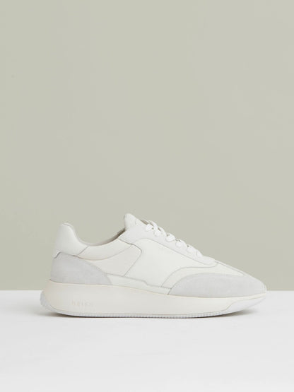 Reiss Value - Bonded-Leather Suede Running Trainers in White