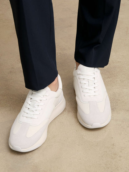 Reiss Value - Bonded-Leather Suede Running Trainers in White