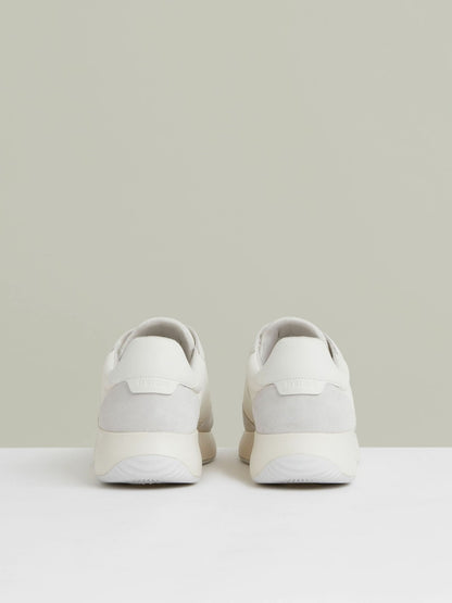 Reiss Value - Bonded-Leather Suede Running Trainers in White