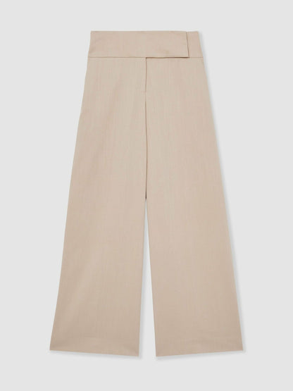 Reiss Deal - Petite Lyocell-Linen Wide-Leg Trousers in Neutral