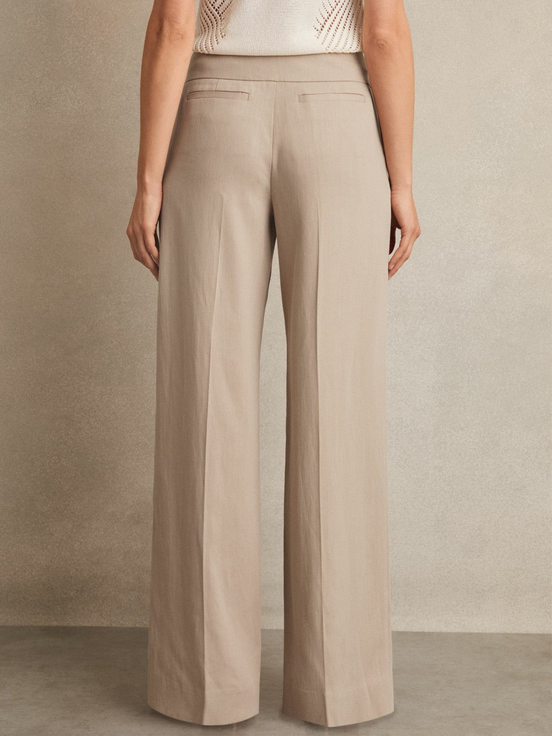 Reiss Deal - Petite Lyocell-Linen Wide-Leg Trousers in Neutral