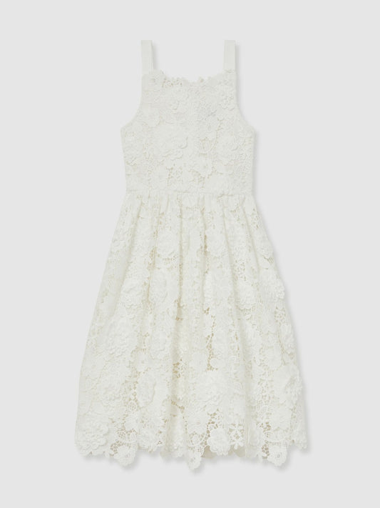 Reiss Savings - 13-14 yrs Guipure-Lace Midi Dress in Ivory