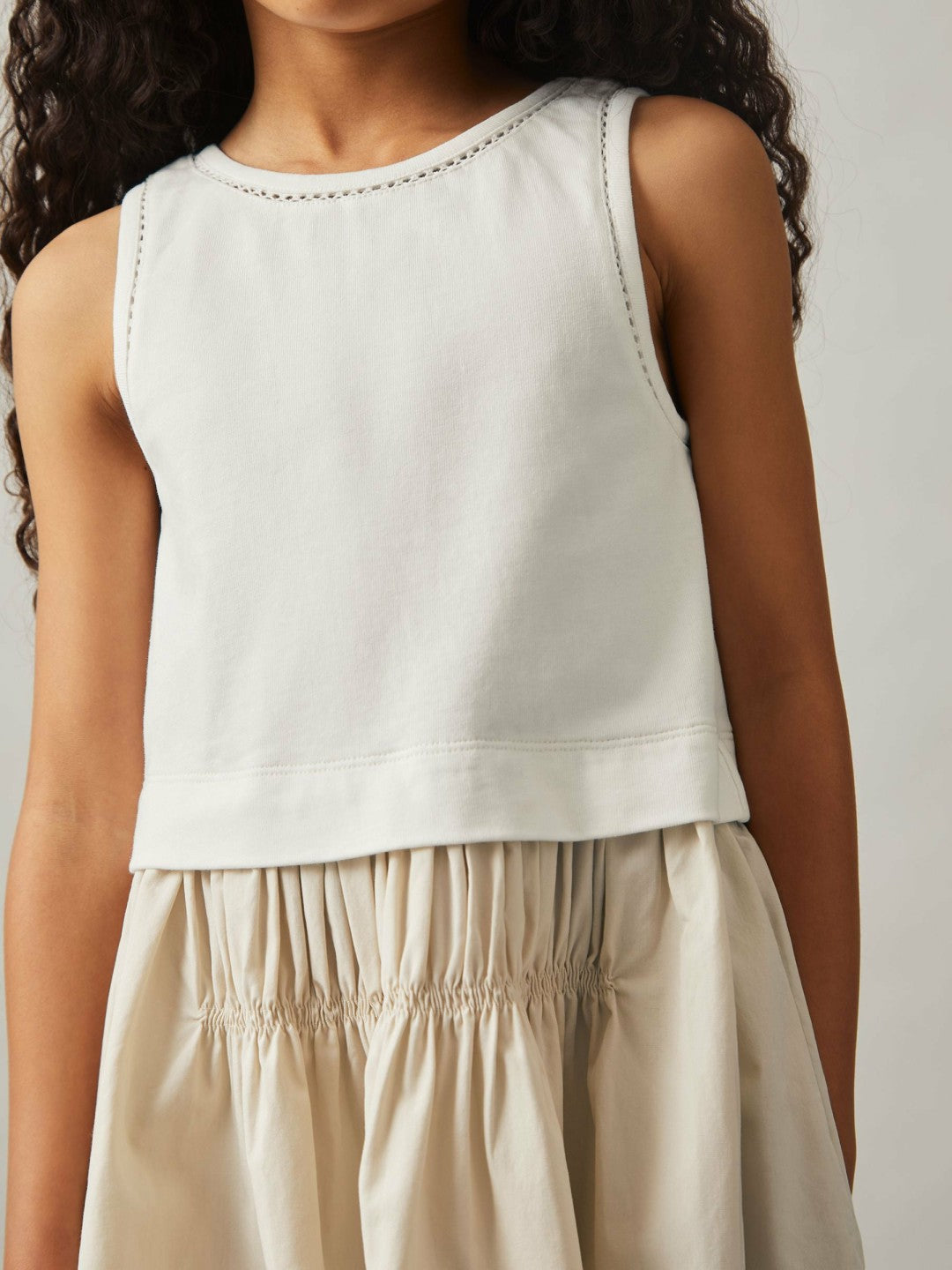 Reiss Affordable - 3-9 yrs Cotton Layered Sleeveless Midi Dress in Neutral