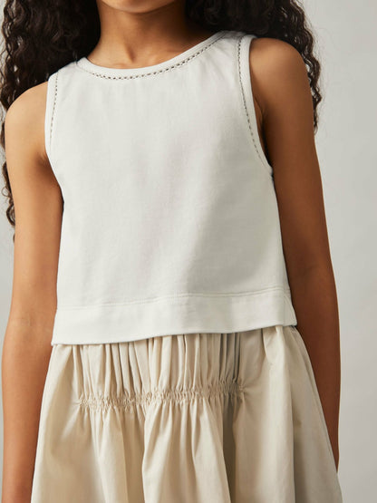 Reiss Affordable - 3-9 yrs Cotton Layered Sleeveless Midi Dress in Neutral