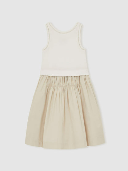 Reiss Offer - 9-13 yrs Cotton Layered Sleeveless Midi Dress in Neutral