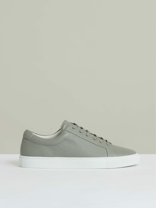 Reiss Featured - Tumbled-Leather Low-Top Trainers in Mint Green