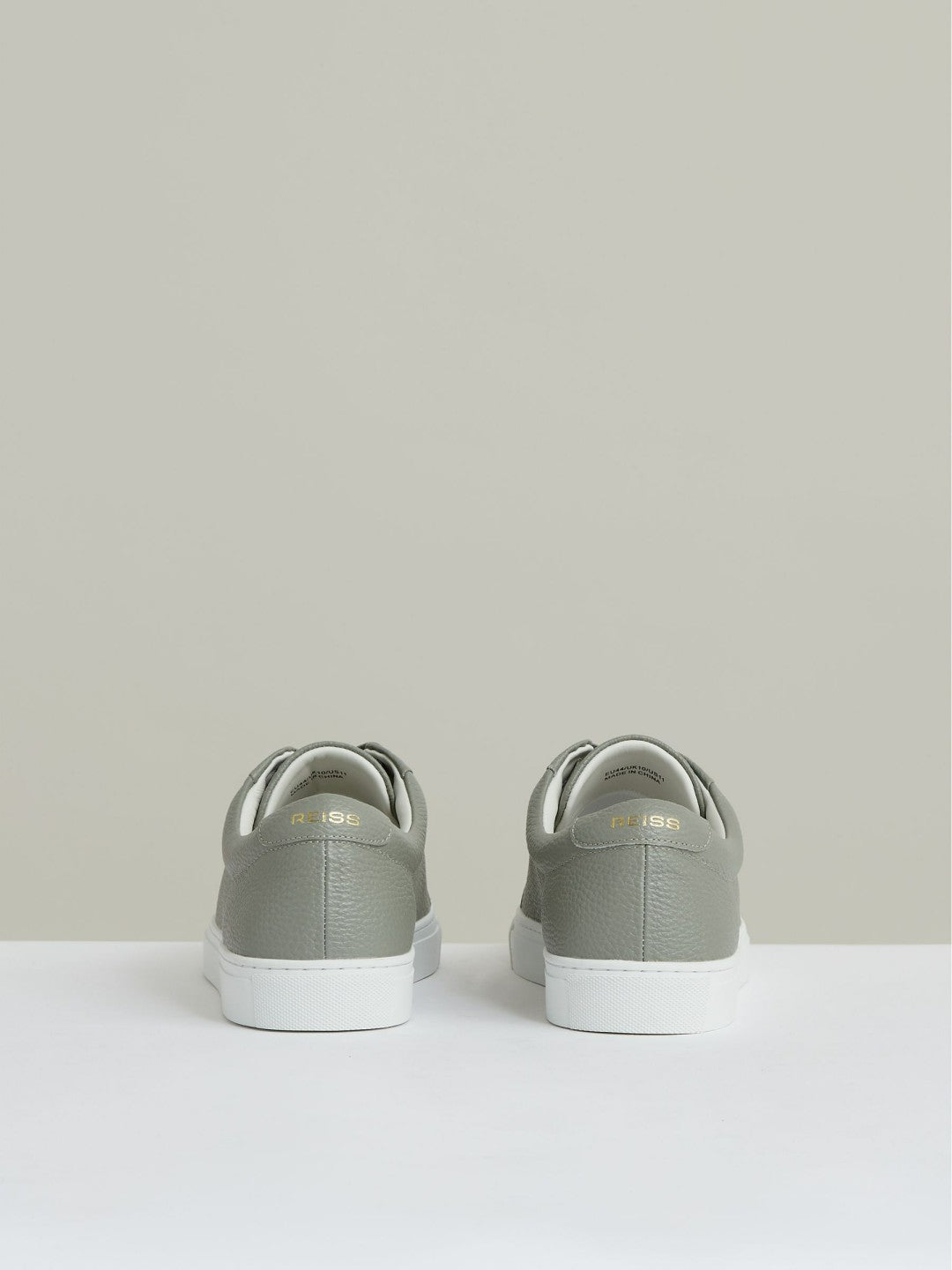 Reiss Featured - Tumbled-Leather Low-Top Trainers in Mint Green