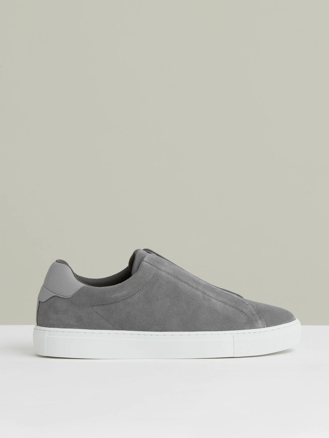 Reiss Sale - Suede Slip-On Elasticated Trainers in Grey