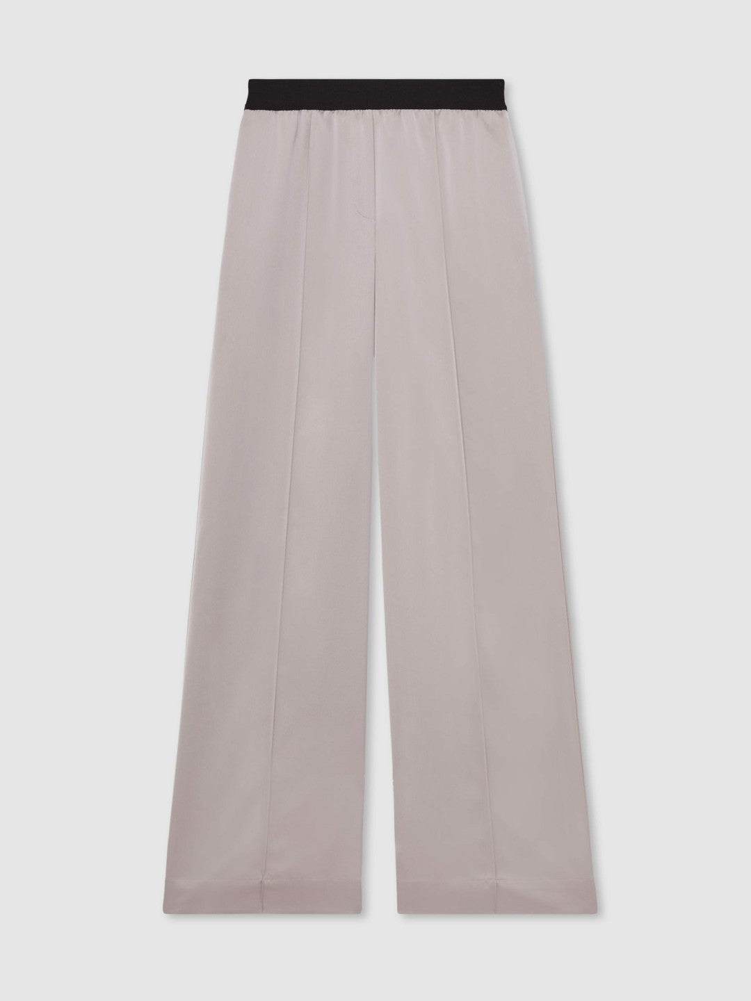 Reiss Sale - Petite Satin Wide Leg Elastic Waist Trousers in Grey