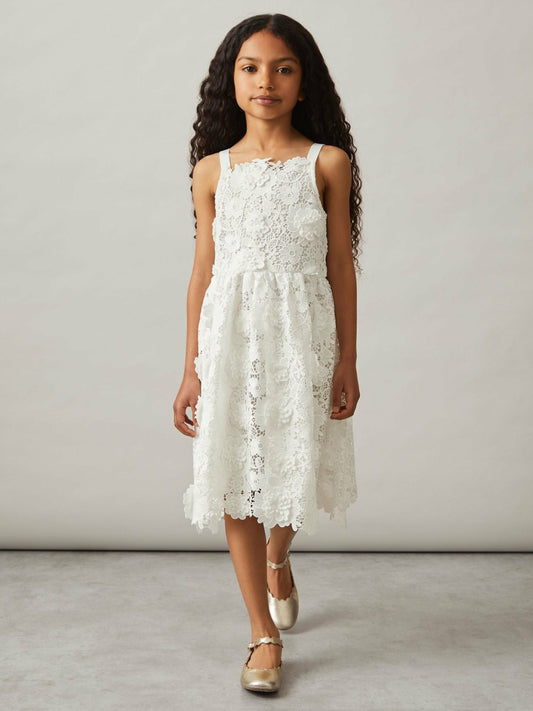 Reiss Value - 4-9 yrs Guipure-Lace Midi Dress in Ivory