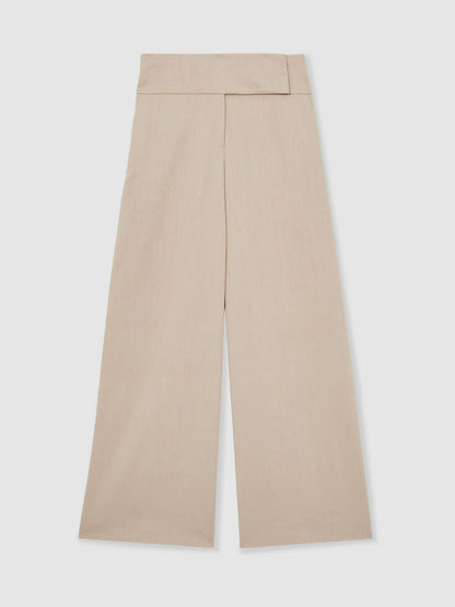 Reiss Deal - Lyocell-Linen Wide-Leg Trousers in Neutral