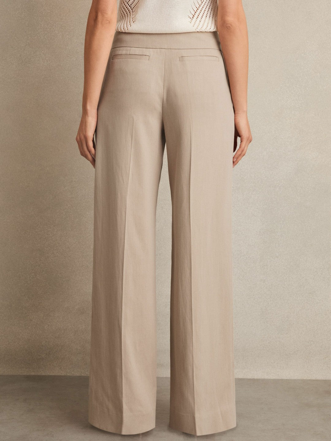 Reiss Deal - Lyocell-Linen Wide-Leg Trousers in Neutral