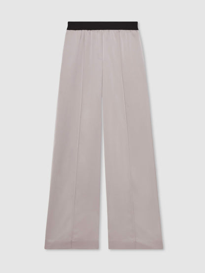 Reiss Featured - Satin Wide Leg Elastic Waist Trousers in Grey