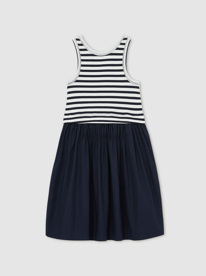 Reiss Affordable - 13-14 yrs Cotton Layered Sleeveless Midi Dress in Navy