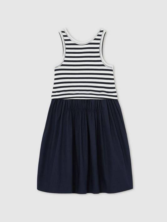 Reiss Affordable - 13-14 yrs Cotton Layered Sleeveless Midi Dress in Navy