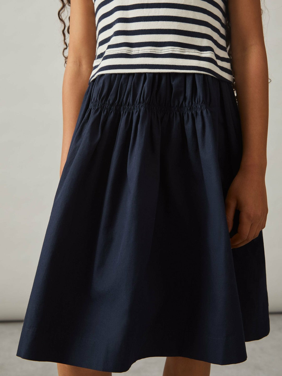 Reiss Affordable - 13-14 yrs Cotton Layered Sleeveless Midi Dress in Navy