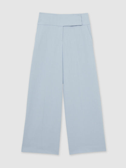 Reiss Best Seller - Lyocell-Linen Wide-Leg Trousers in Blue