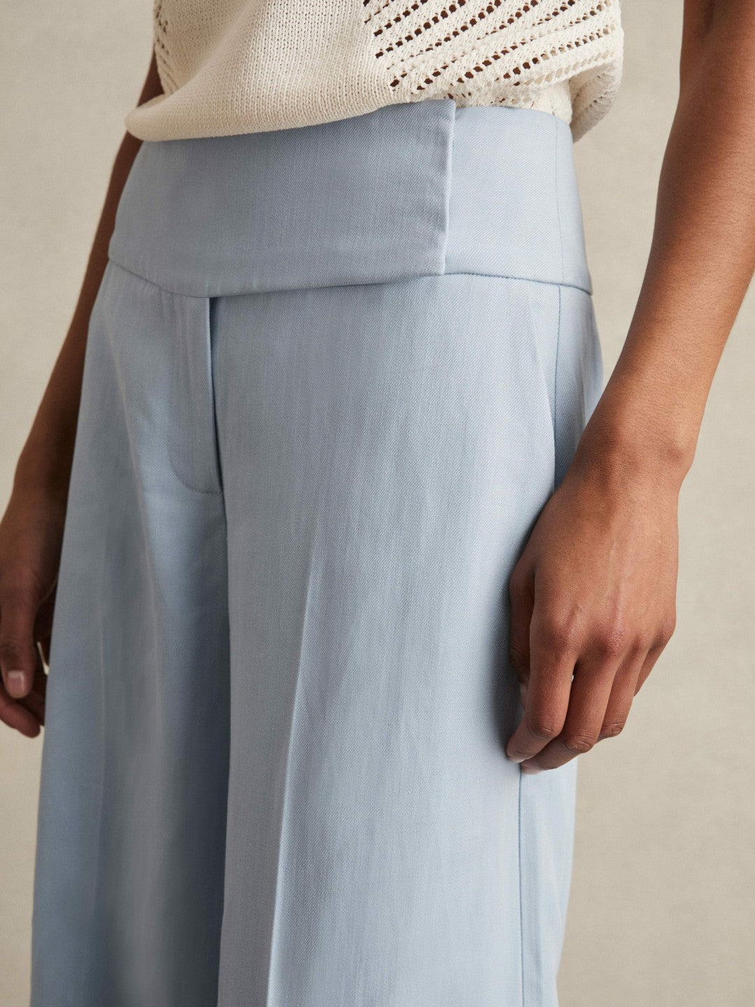 Reiss Best Seller - Lyocell-Linen Wide-Leg Trousers in Blue