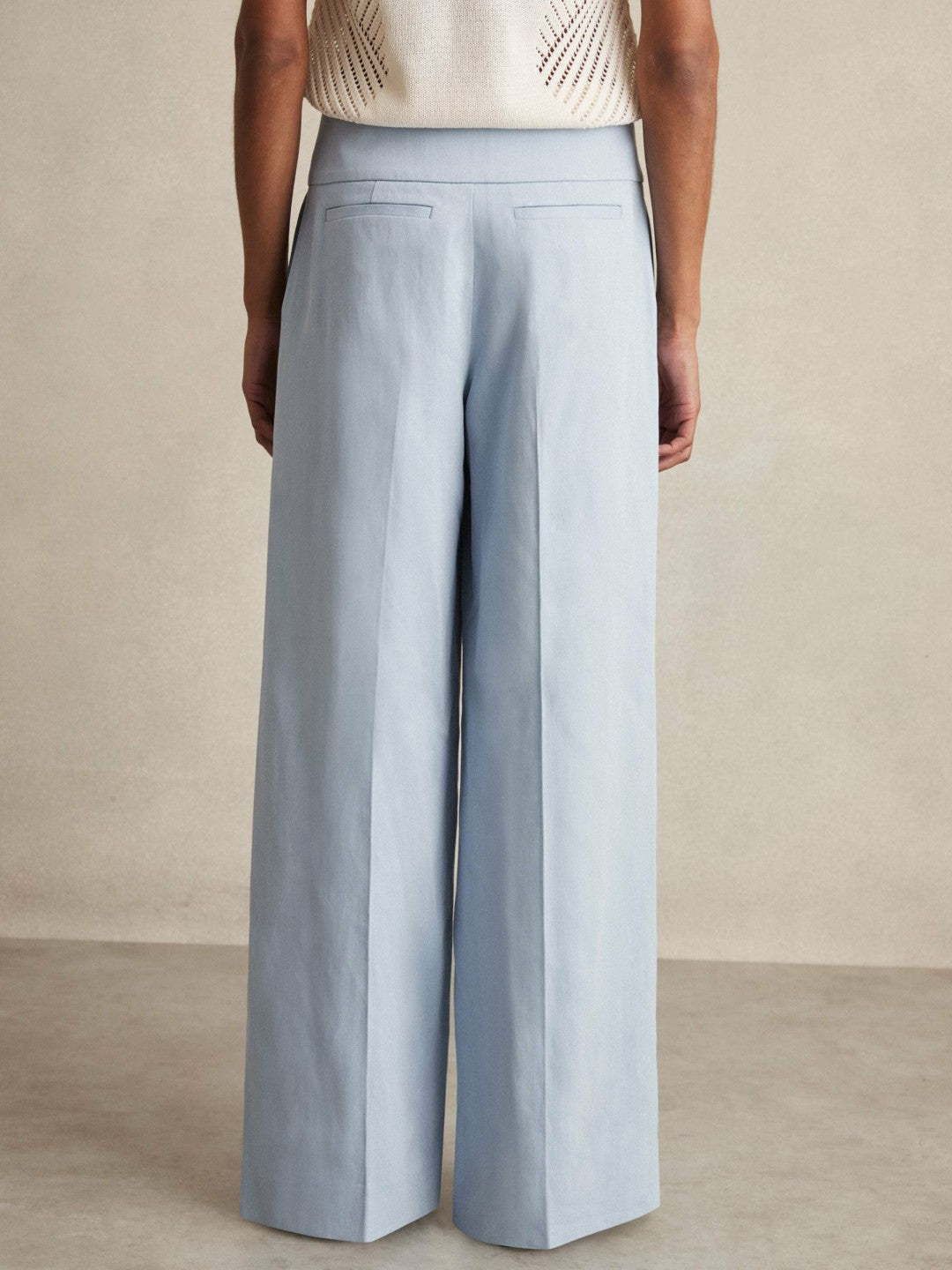 Reiss Best Seller - Lyocell-Linen Wide-Leg Trousers in Blue