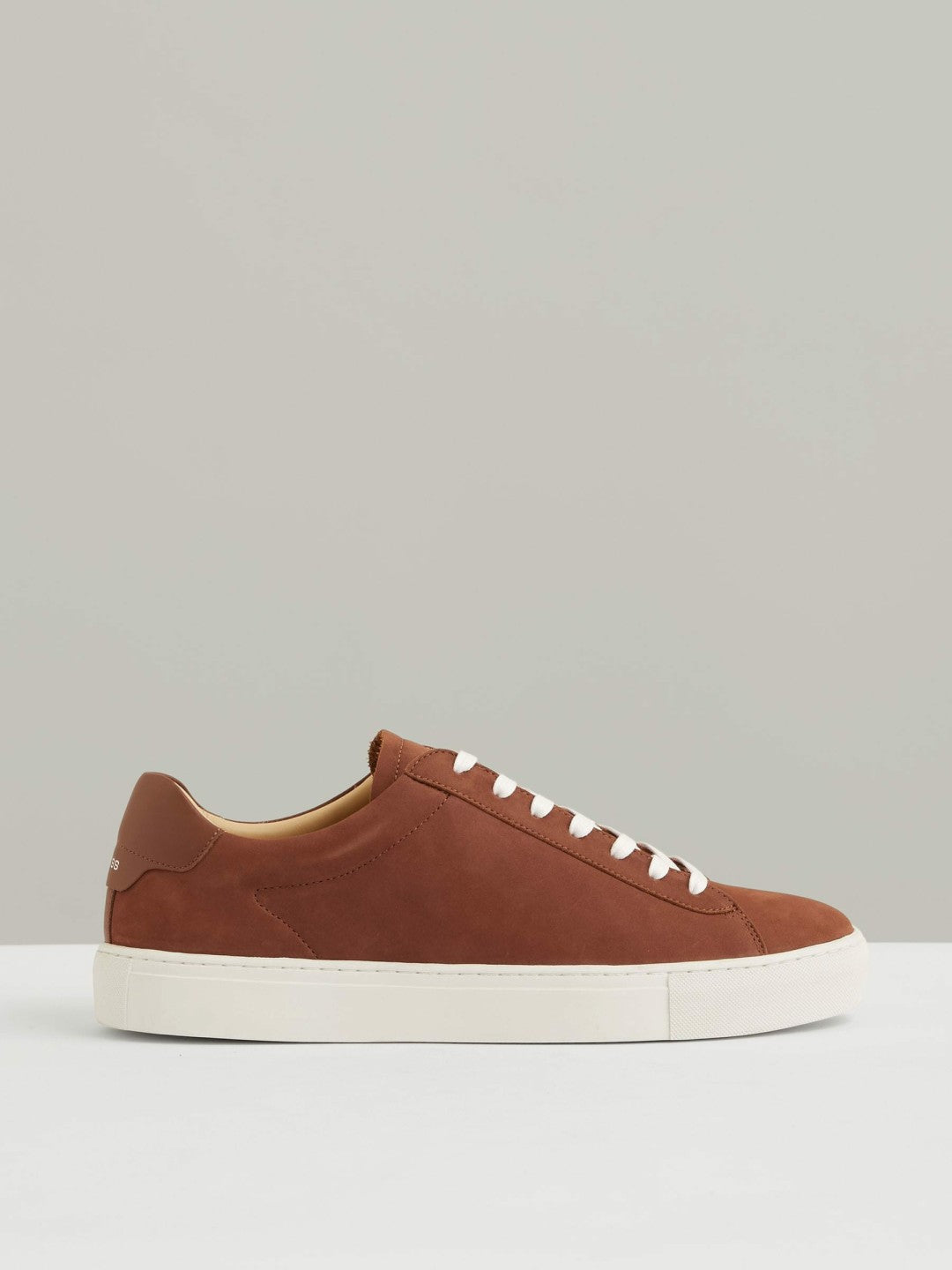 Reiss Deal - Nubuck Leather Low-Top Trainers in Brickwood Red
