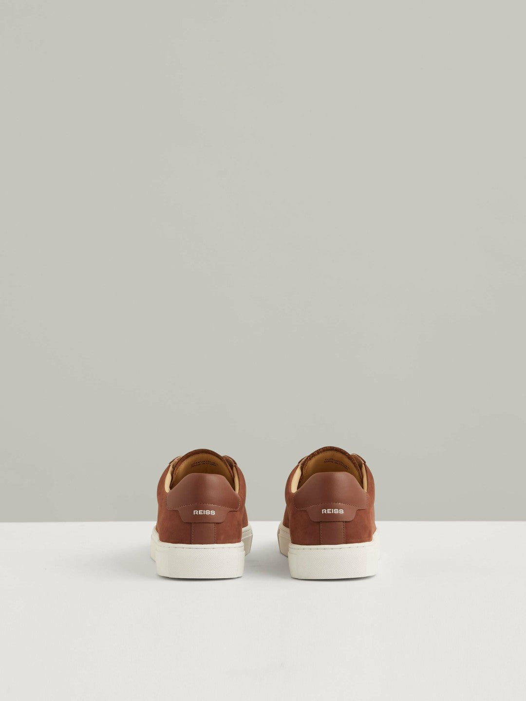 Reiss Deal - Nubuck Leather Low-Top Trainers in Brickwood Red