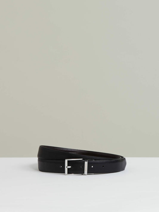 Reiss Value - Reversible Leather Belt with Interchangeable Buckle in Black/Brown