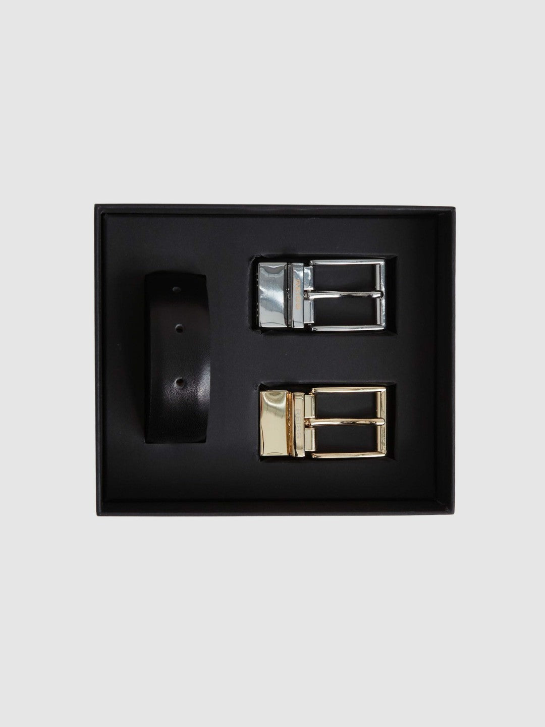 Reiss Value - Reversible Leather Belt with Interchangeable Buckle in Black/Brown