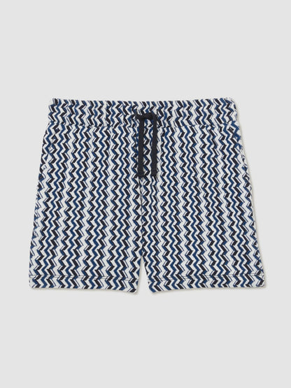 Reiss Offer - 3-9 yrs Zig-Zag Knit Drawstring Shorts in Blue