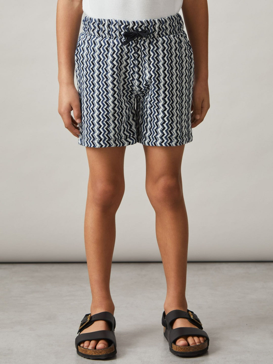 Reiss Offer - 3-9 yrs Zig-Zag Knit Drawstring Shorts in Blue