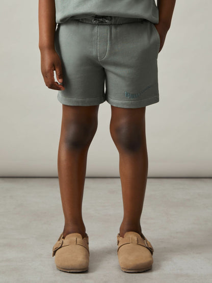 Reiss 9-13 yrs Cotton Brand-Embroidered Shorts in Washed Sage