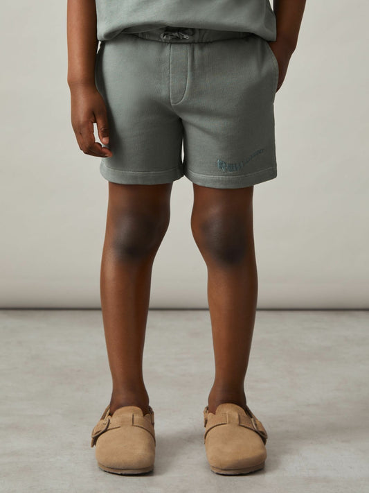 Reiss Savings - 9-13 yrs Cotton Brand-Embroidered Shorts in Washed Sage